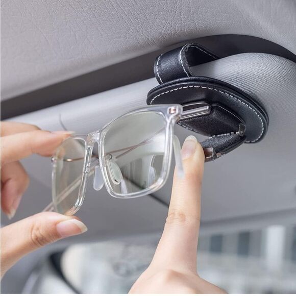 Mercedes Benz Sunglass Holder for Car with Logo Black PU Leather NWT - Picture 3 of 12